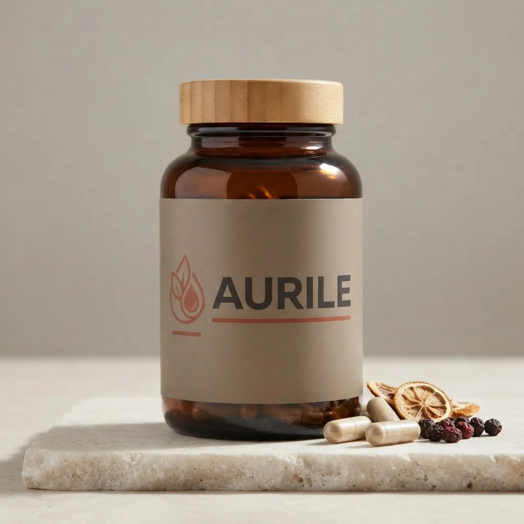 Aurile kosttillskott burk med ingredienser